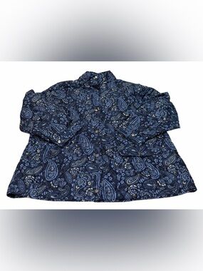 Talbots Plus Quilted Paisley Blue Lightweight Polyester Womens Jacket Size 2X